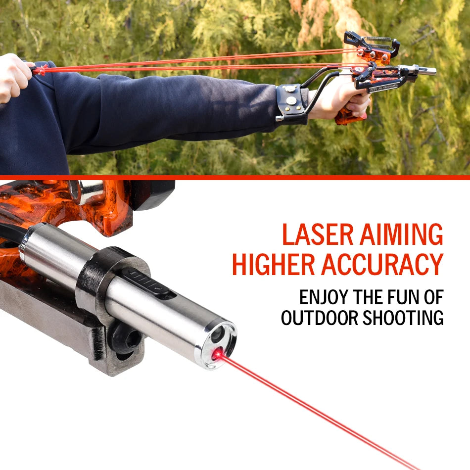 High Quality Laser Slingshot Hunting Outdoor Shooting Slingshot Precision Competitive Sports With Bowl Holder