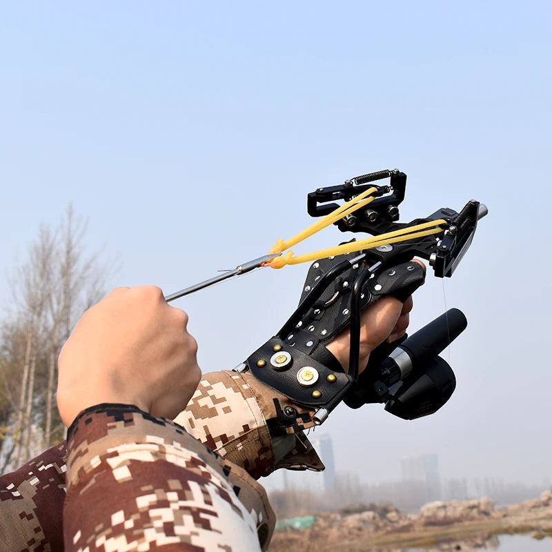 Piaoyu Upgraded Hunting Fishing Set Slingshot Red Laser Aiming Shooting with Fishing Reel Shooting Accessories