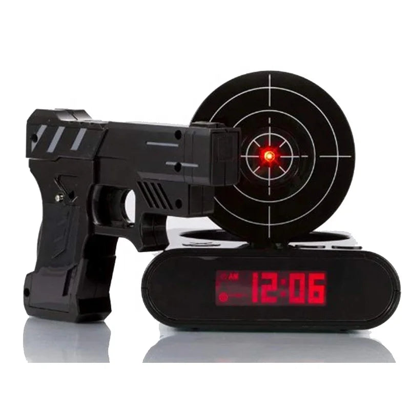 Gun Shooting Target Alarm Clock Infrared Laser Projector Desk LED Digital Display Funny Alarm Clock Creative Student Child Gift
