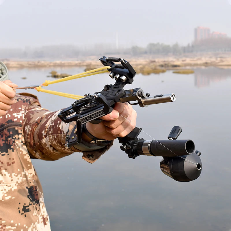 Piaoyu Upgraded Hunting Fishing Set Slingshot Red Laser Aiming Shooting with Fishing Reel Shooting Accessories