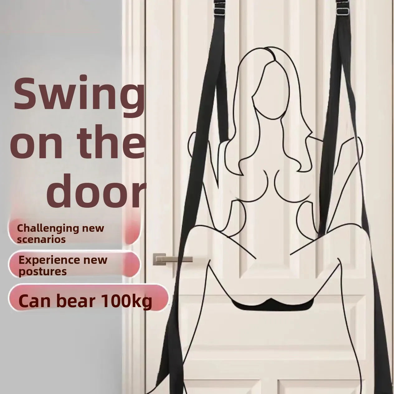 Adult Erotic Leather Furniture Game Toys with Door Swing Straps for BDSM Relationships