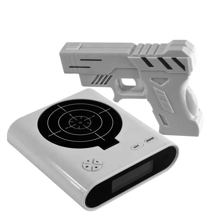 Gun Shooting Target Alarm Clock Infrared Laser Projector Desk LED Digital Display Funny Alarm Clock Creative Student Child Gift