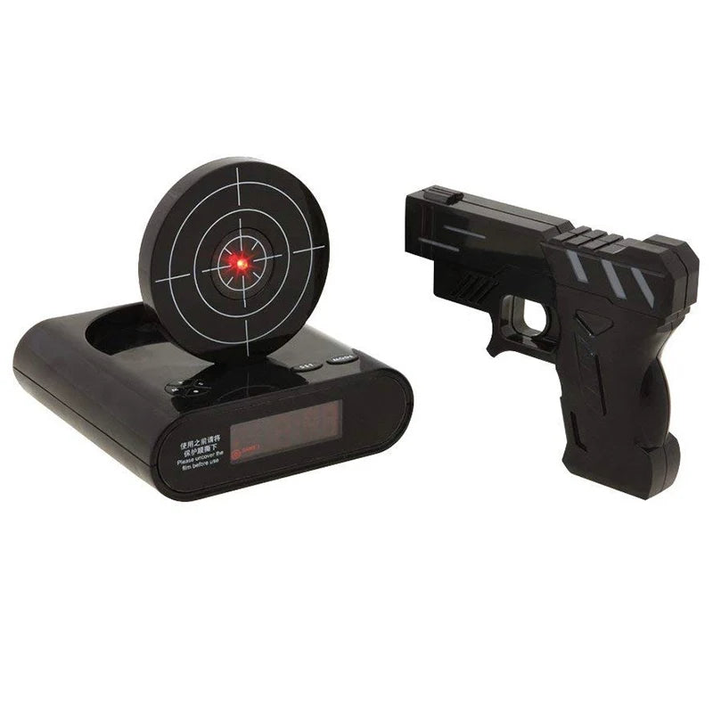 Gun Shooting Target Alarm Clock Infrared Laser Projector Desk LED Digital Display Funny Alarm Clock Creative Student Child Gift