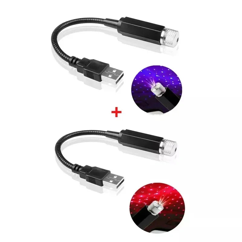 Mini Car LED Star Night Light Projector USB Power Saving Galaxy Atmosphere Starry Sky Roof Decoration for Vehicle