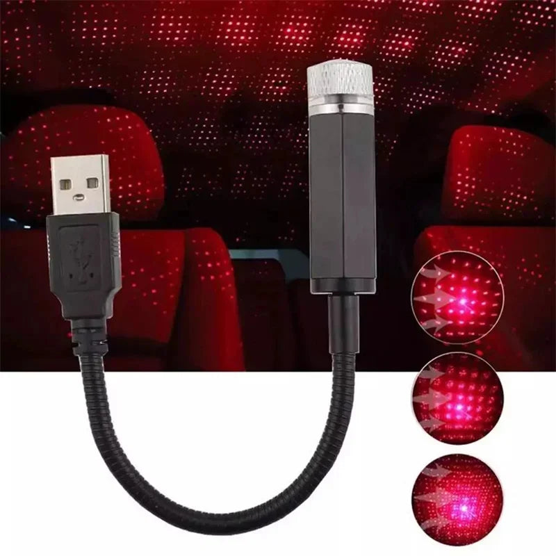 Mini Car LED Star Night Light Projector USB Power Saving Galaxy Atmosphere Starry Sky Roof Decoration for Vehicle