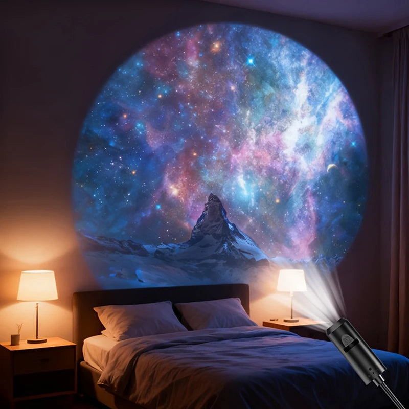 LED Galaxy Projection Light 1 Light+10 Pictures Change, LED Galaxy Projector, Starry Sky Lighting Night Light·