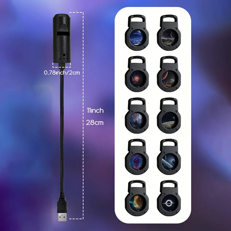 LED Galaxy Projection Light 1 Light+10 Pictures Change, LED Galaxy Projector, Starry Sky Lighting Night Light·