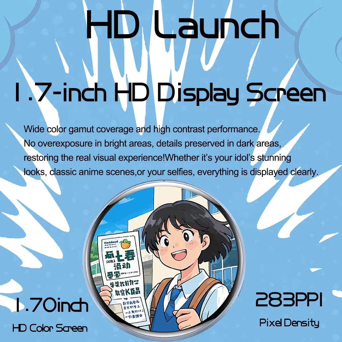 Dynamic Electronic Badge Display Pin 1.7 In Touch Screen Anime E-Badge For Game Peripherals Excellent Fans Friends Birthday Gift