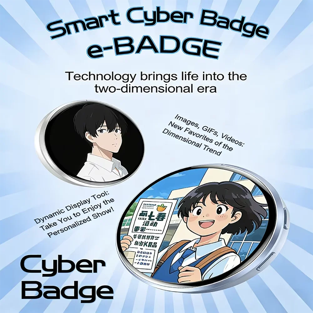 Dynamic Electronic Badge Display Pin 1.7 In Touch Screen Anime E-Badge For Game Peripherals Excellent Fans Friends Birthday Gift