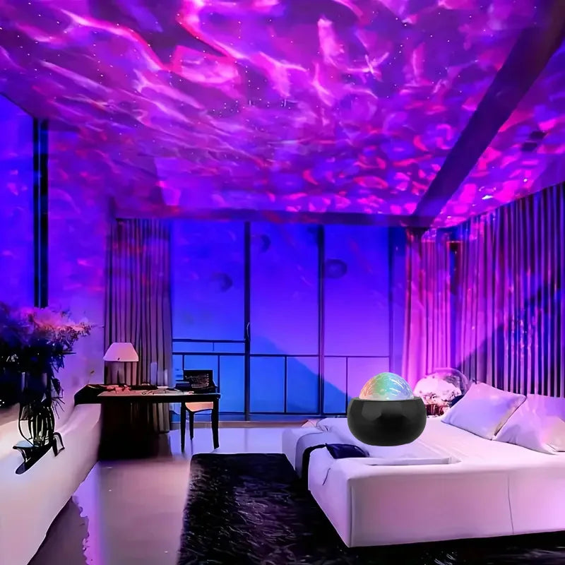 Colorful Water Ripple Projection Lamp Colorful Starry Sky Lamp Northern Lights Atmosphere Lamp USB Decorative Night Light